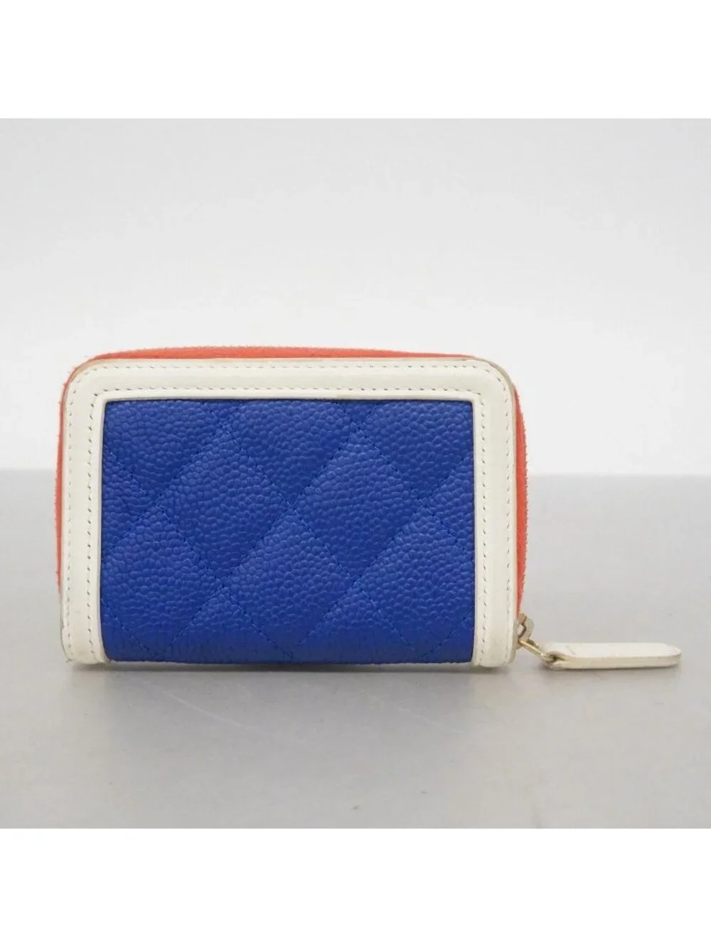 Chanel Coin Case CC Filigree Caviar Leather Blue White Red Gold